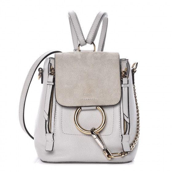 CHLOE Suede Calfskin Mini Faye Backpack Airy Grey | Fashionphile