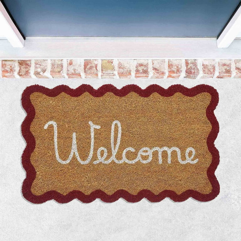 VCNY Home Red Scalloped Edge Welcome Coir Outdoor Doormat, 18" x 30" | Walmart (US)