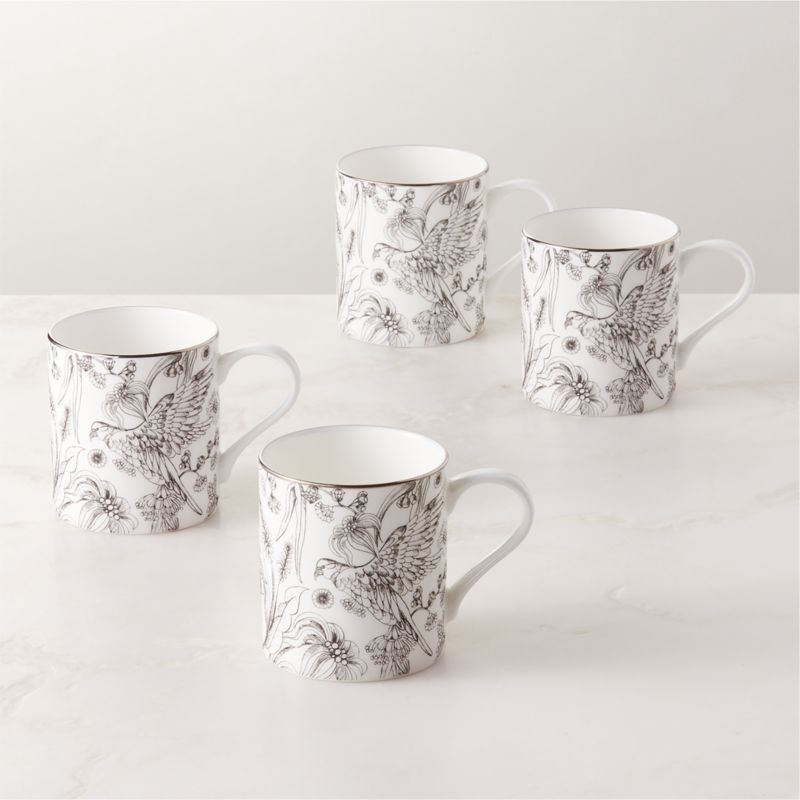 Le Paradis White and Silver Mugs Set of 4 + Reviews | CB2 | CB2