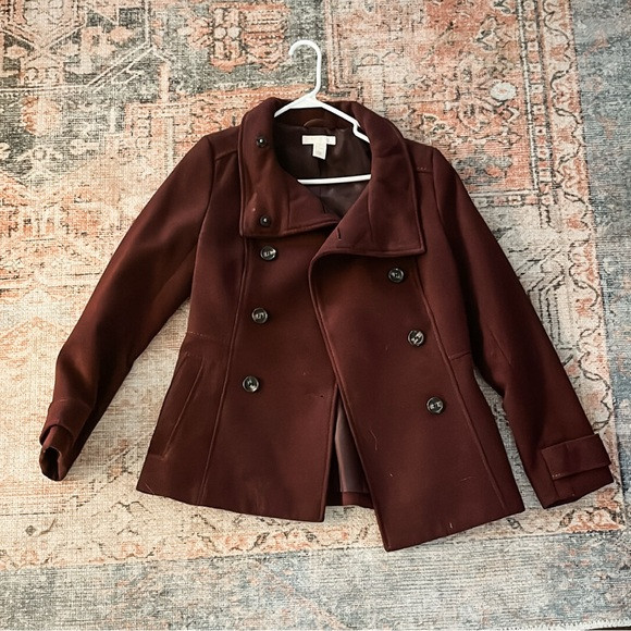 Women's Burgundy Double-Breasted Coat | Poshmark