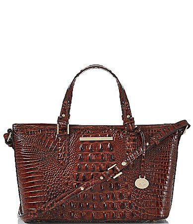 BRAHMIN Melbourne Collection Mini Asher Crocodile-Embossed Satchel Bag - Pecan | Dillard's