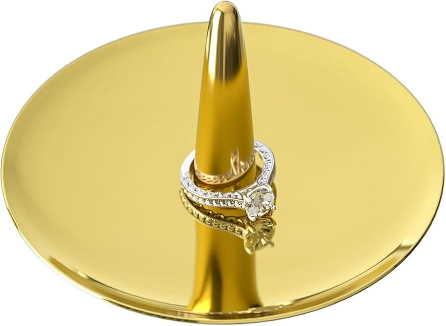 Ring Holder Jewelry Dish Tray: Gold Rings And Earring Organizer - Engagement Wedding Birthday Gif... | Amazon (US)