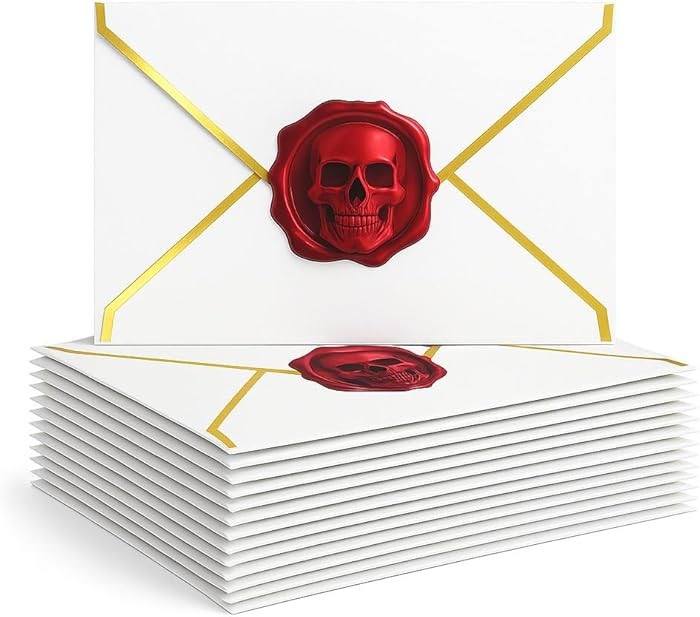Halloween Envelopes Opera Gifts Opera Envelopes Phantom Stickers Skull Envelope Seals 12 pcs | Amazon (US)