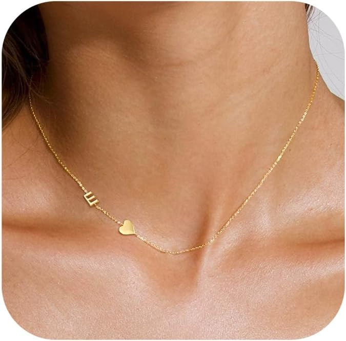 TOBENY Dainty Gold Initial Necklaces for Women,14k Gold Plated Sideways Letter Necklace Personali... | Amazon (US)