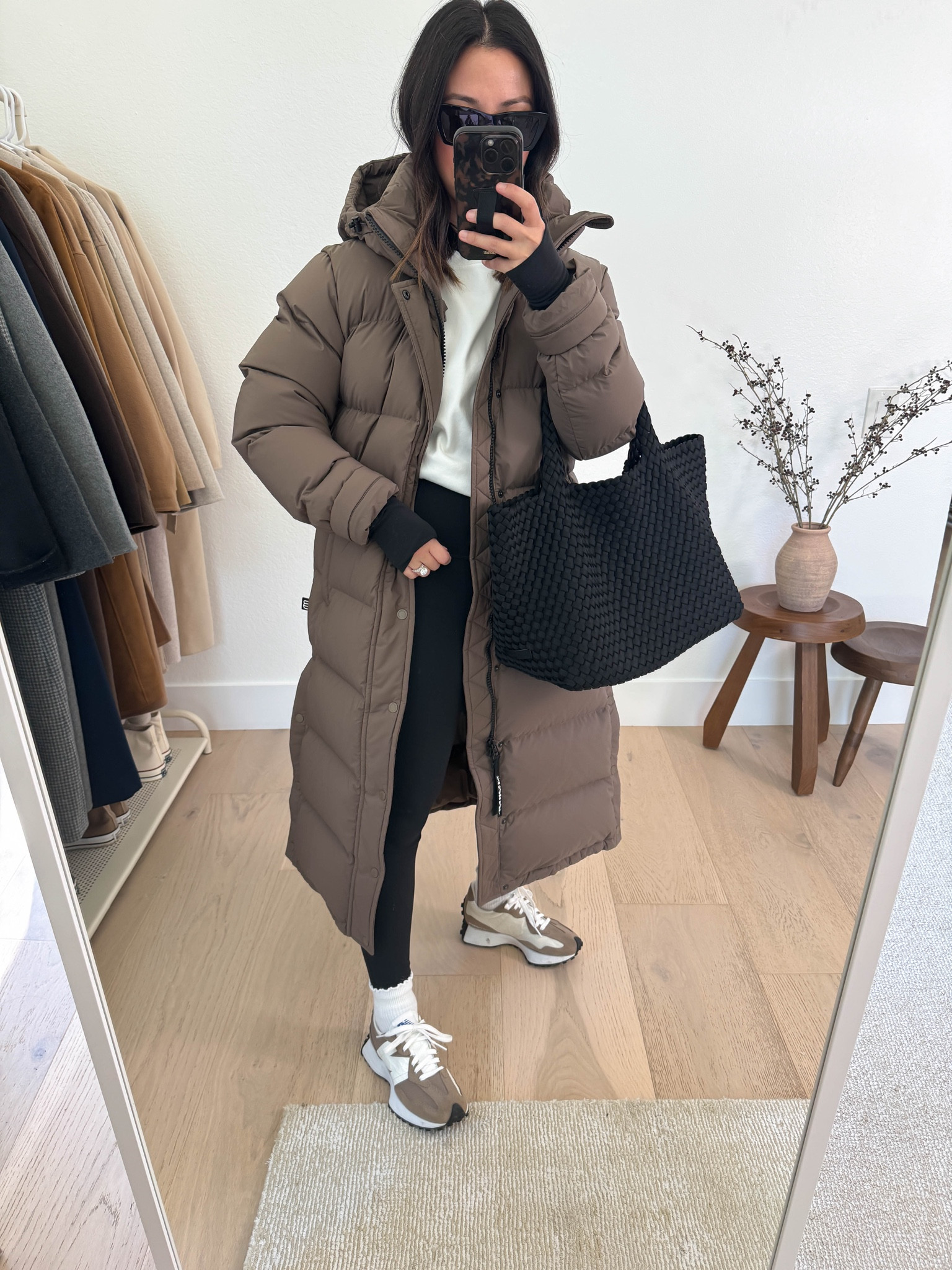 Aritzia super puff long - definitely oversized on my 5ft frame, but it will keep you warm! 

Aritzia The Super Puff Long in Cola Taupe Size: xs
Aritzia Tee medium
Amazon leggings xs 
Amazon socks
New Balance 327 5.5 
Naghedi tote medium
YSL sunglasses

#LTKPetite #LTKCyberWeek #LTKHoliday