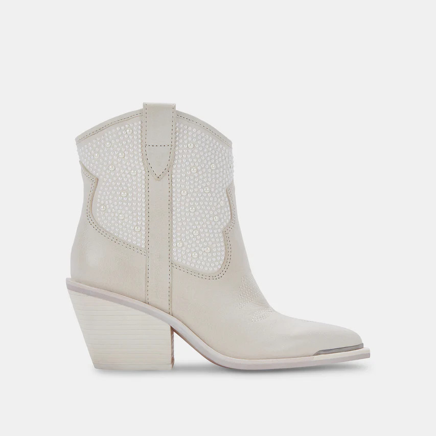 NASHE Booties Off-White Pearls | Off-White Pearls Western Boots | DolceVita.com