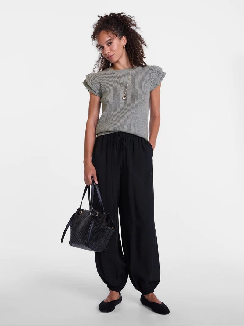 Scenario Women's Sweater with Flutter Sleeves, Lightweight, Sizes XS-XXXL | Walmart (US)