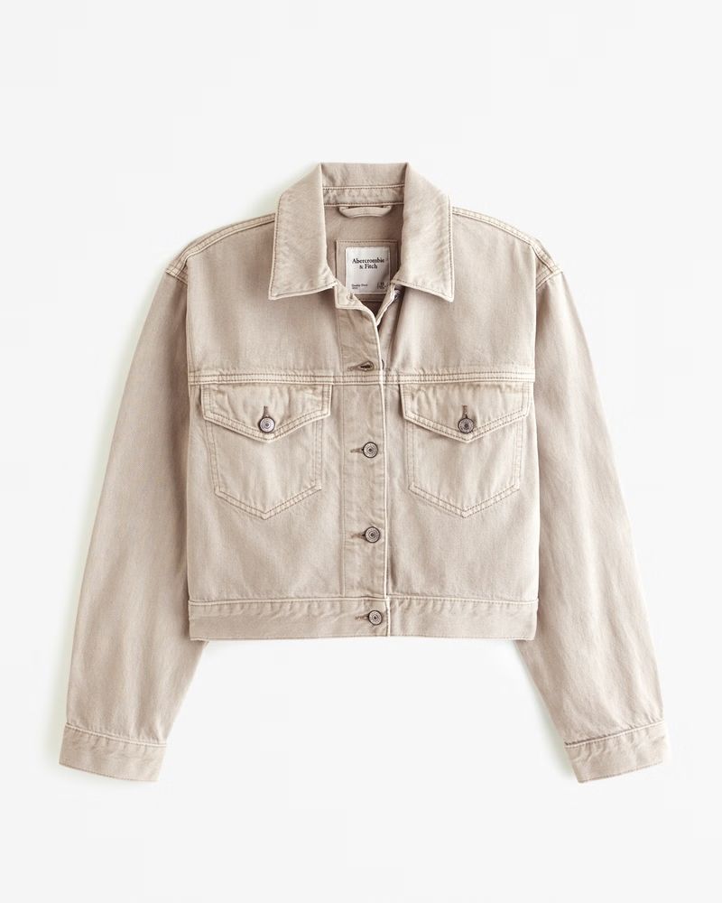 Drapey Cropped Denim Jacket | Abercrombie & Fitch (US)