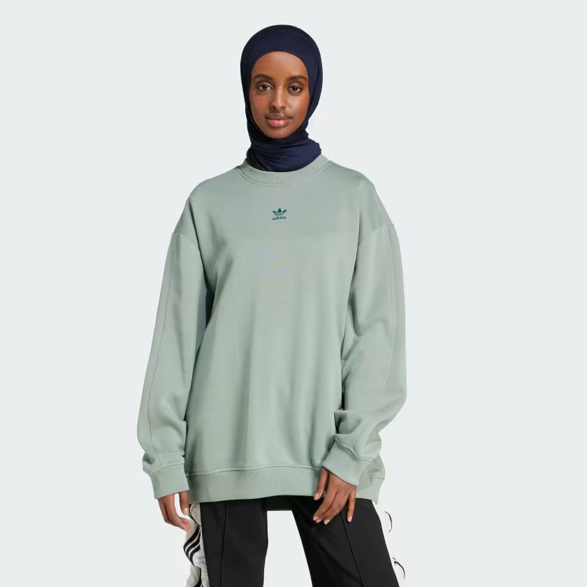 Essentials Fleece Long Oversized Crew Sweatshirt | adidas (US)