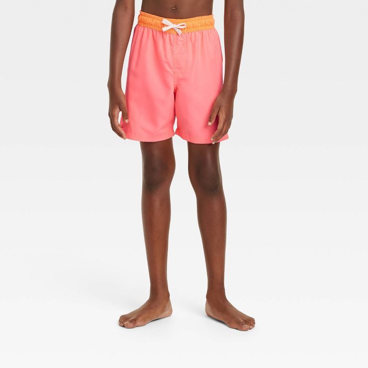 Boys' Solid Swim Shorts - Cat & Jack™ Neon Pink | Target