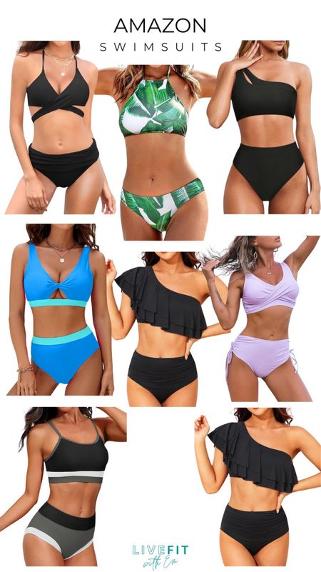 Dive into spring and summer with style! These Amazon two-piece swimsuits are a perfect blend of comfort and chic. Whether it's the classic black, vibrant green leaf print, bold blue, or the soft lavender, each set is a statement piece for your beach days. #AmazonFinds #SwimwearStyle #BeachVibes #SummerEssentials 

#LTKswim #LTKfindsunder50 #LTKstyletip