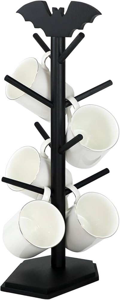 Bat Mug Holder Tree - 8 Hooks Coffee Mug Rack - Gothic Home Decor Wood Coffee Mug Tree for Counte... | Amazon (US)