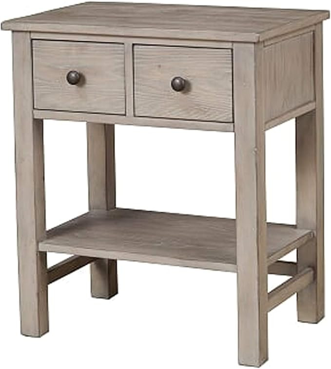 Benjara Transitional Nightstand with Two Drawers and Bottom Shelf, Gray | Amazon (US)