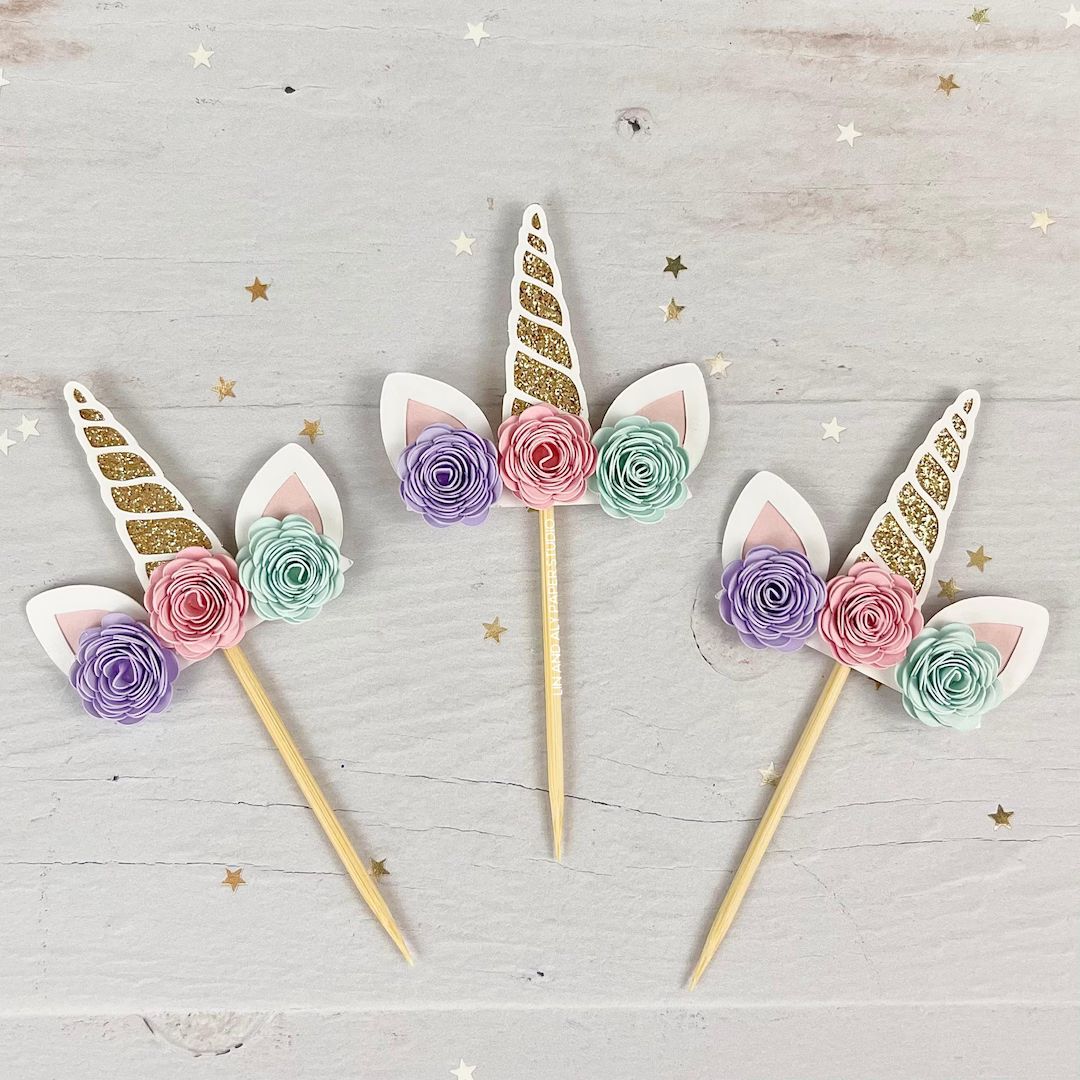 Unicorn Cupcake Toppers Birthday Party Baby Shower Party - Etsy | Etsy (US)