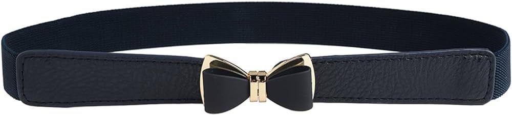 Syuer Womens 1" Width Bow Skinny Elastic Waist Belt Stretchy Belt Thin Belt | Amazon (US)