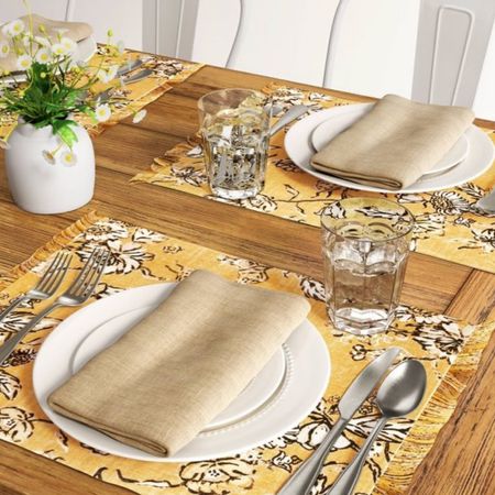 Set the table for fall fixin's! These cotton placemats are as functional as they are beautiful. Throw them in the wash on cold and tumble try low. Comes in yellow and orange, the perfect fall colors.

#ltkunder10 
#ltkstyletip
#ltkunder50
#ltkunder100
#homedecoronabudget 
#ltkhome
#targethomedecor #homedecor 
#livingroomdecor #kitchendecor
#LTKfall #targethomefinds #targetfinds #livingroomfurniture 
#targethome #targetfall #fallhomedecor #targetsale
#fallhome #targetmom 
#falldecor #LTKRefresh

Fall Decor, dining room decor, living room decor, entryway decor, bedroom decor, kitchen decor, modern boho, boho styling, summer decor, floral finds, rug inspo, plant faves, arrangement ideas, affordable home decor, budget home decor, coastal home, boho home, modern boho home, modern home, traditional home decorating, transitional decor, living room, for the home, decor, home decorations, timeless
decor, timeless furniture, style, new, bedding, Console table, Target home decor, Threshold, Opalhouse, Jungalow, Studio Mcgee, Project 62, Room Essentials



#LTKstyletip #LTKhome #LTKSeasonal