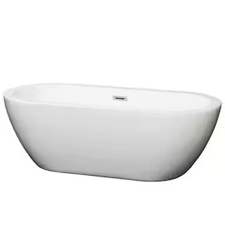 Wyndham Collection Soho 68 in. Acrylic Flatbottom Center Drain Soaking Tub in White WCOBT100268 -... | The Home Depot