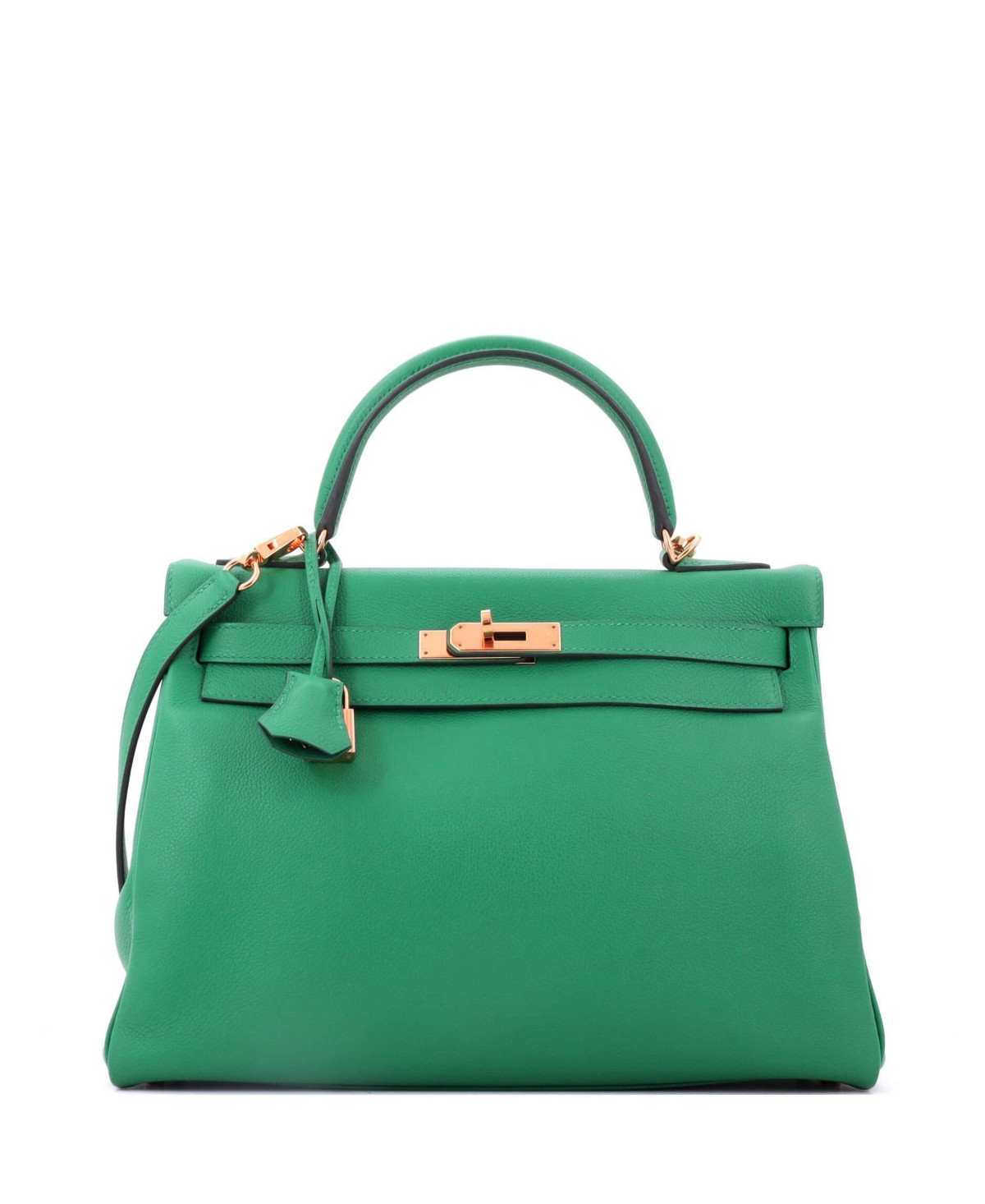 Pre-Owned Hermes Kelly 32 Handbag Green Evercolor with Gold Hardware - Green | Macy's