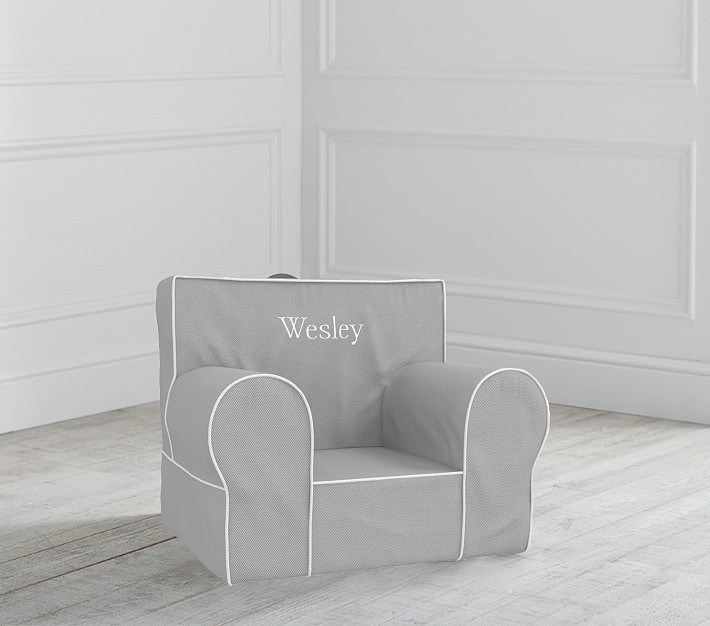 My First Gray with White Piping Anywhere Chair® | Pottery Barn Kids