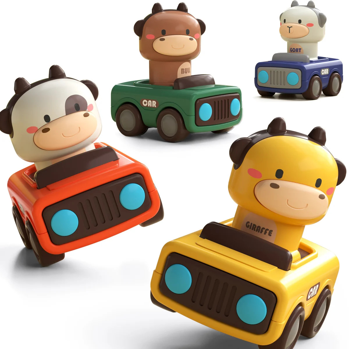 Press and Go Vehicle Car Toys, Animal Racing Cars | iPlay iLearn