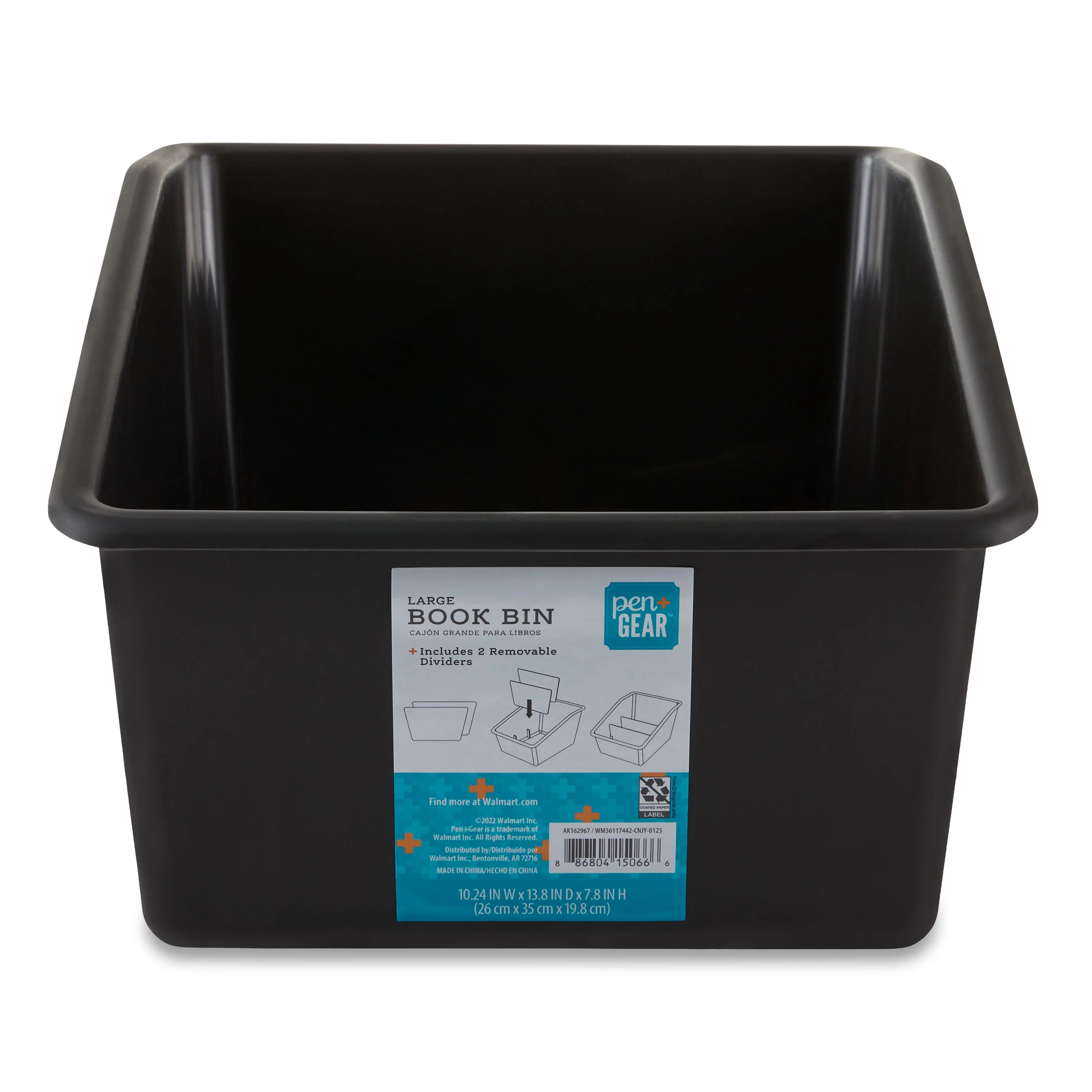 Pen + Gear Large Book Bin Desktop Organizer with 2 Removable Dividers, Black | Walmart (US)