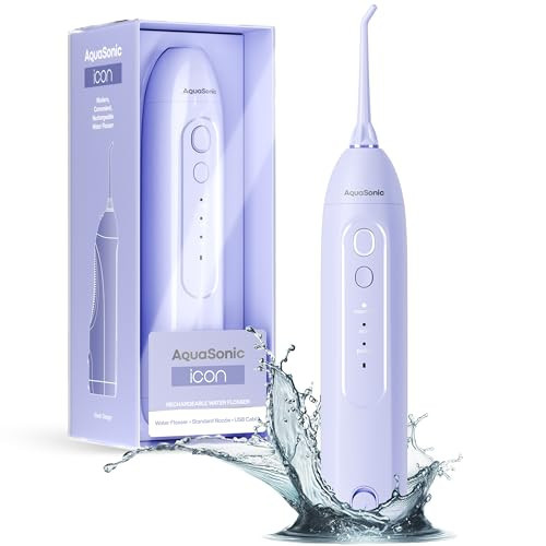 AquaSonic Icon Water Flosser for Teeth – Cordless Rechargeable Oral Irrigator – Waterproof, Portable Dental Cleaning with Jet Tip – Braces Home Travel - Lilac | Amazon (US)