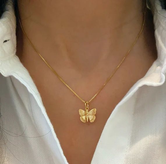 Dainty Gold Butterfly Necklace . Gold Filled Necklaces . Gold - Etsy | Etsy (US)
