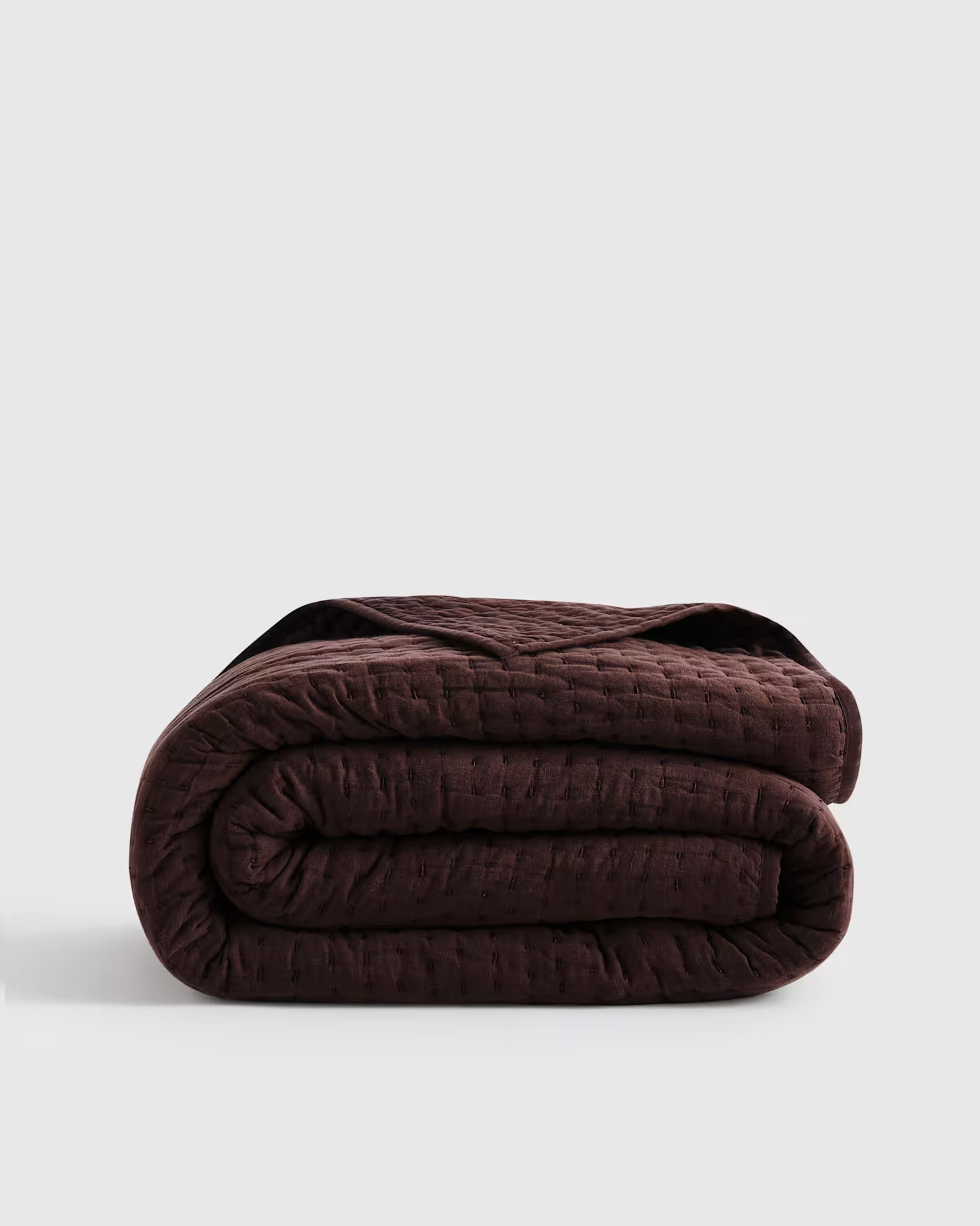 European Linen Cotton Stitch Quilt in Espresso | Quince