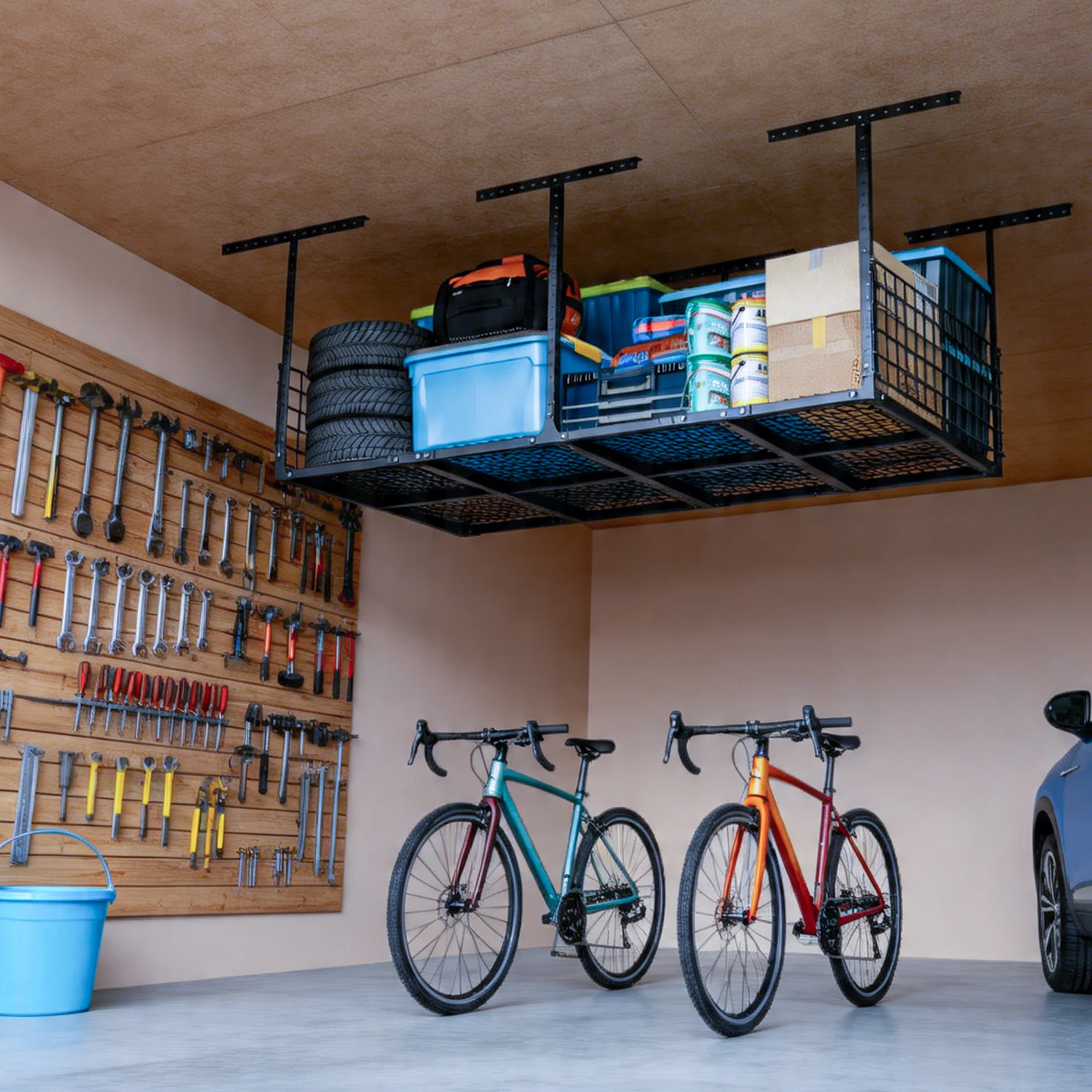 96"x48" Heavy Duty Garage Ceiling Storage Rack, 700 LBS Capacity Overhead Garage Storage with Adj... | Wayfair North America