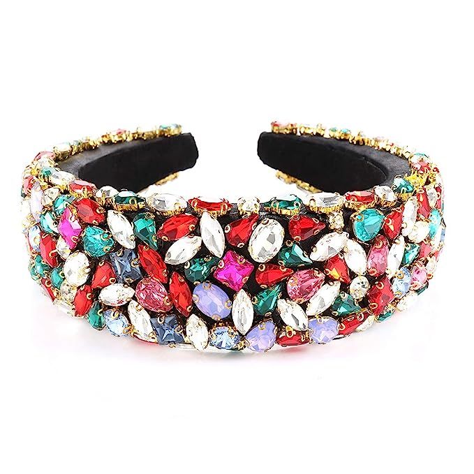 CEALXHENY Rhinestone Crystal Padded Headbands for Women Girls Delicate Bejewelled Hairbands Color... | Amazon (US)