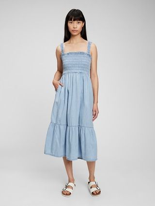 100% Organic Cotton Smocked Midi Tank Dress with Washwell | Gap (US)