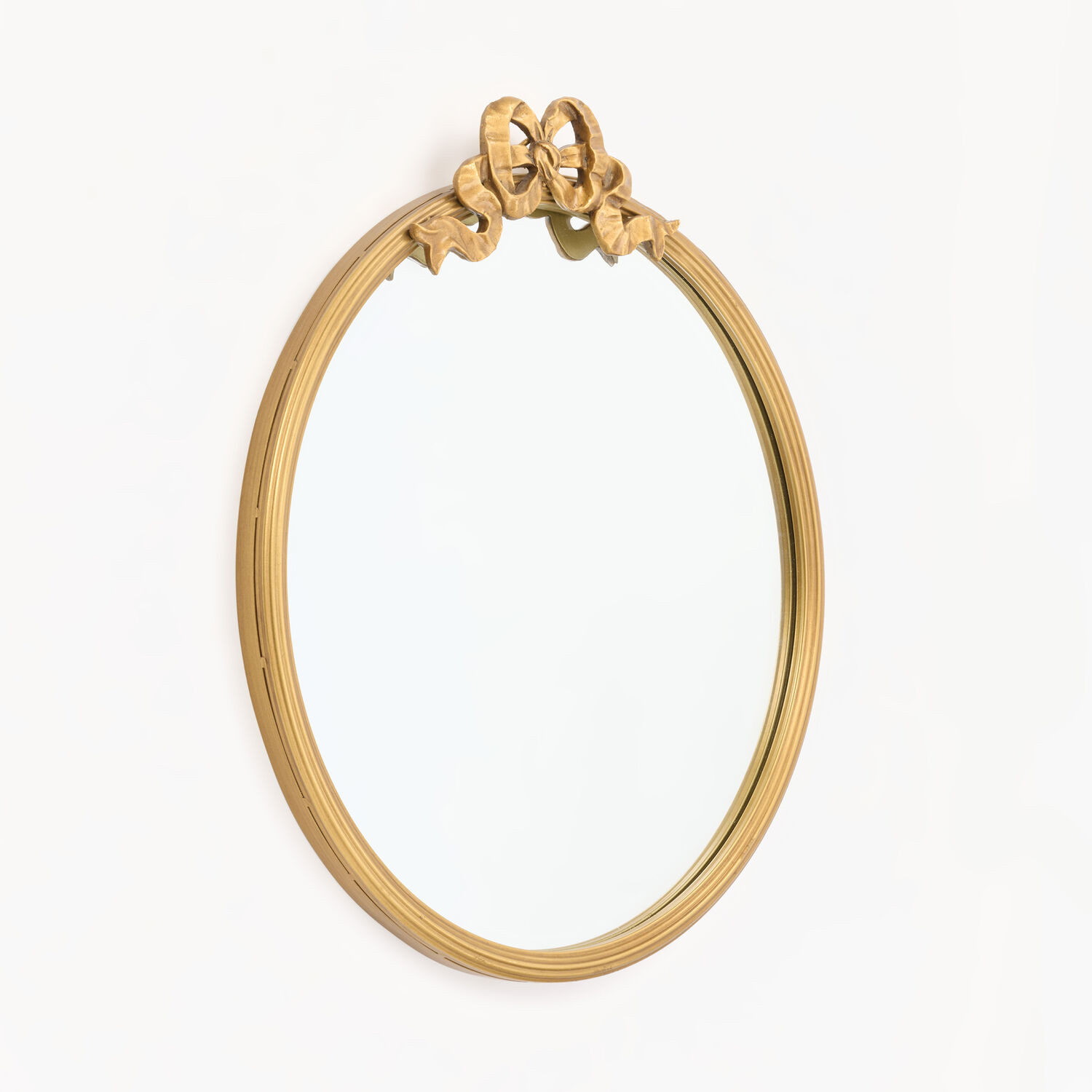 Gold Tone Bow Top Circular Mirror 50x50cm | TK Maxx