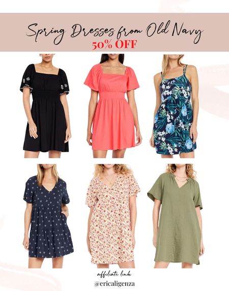 Spring dresses on sale at Old Navy!  50% off! 

Embroidered dress // smocked waist dress // tank dress // v neck dress // floral dress // patterned mini dress 

#LTKstyletip #LTKsalealert #LTKSeasonal