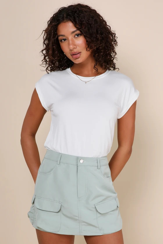 City Sensation Sage Green High-Rise Cargo Mini Skort | Lulus