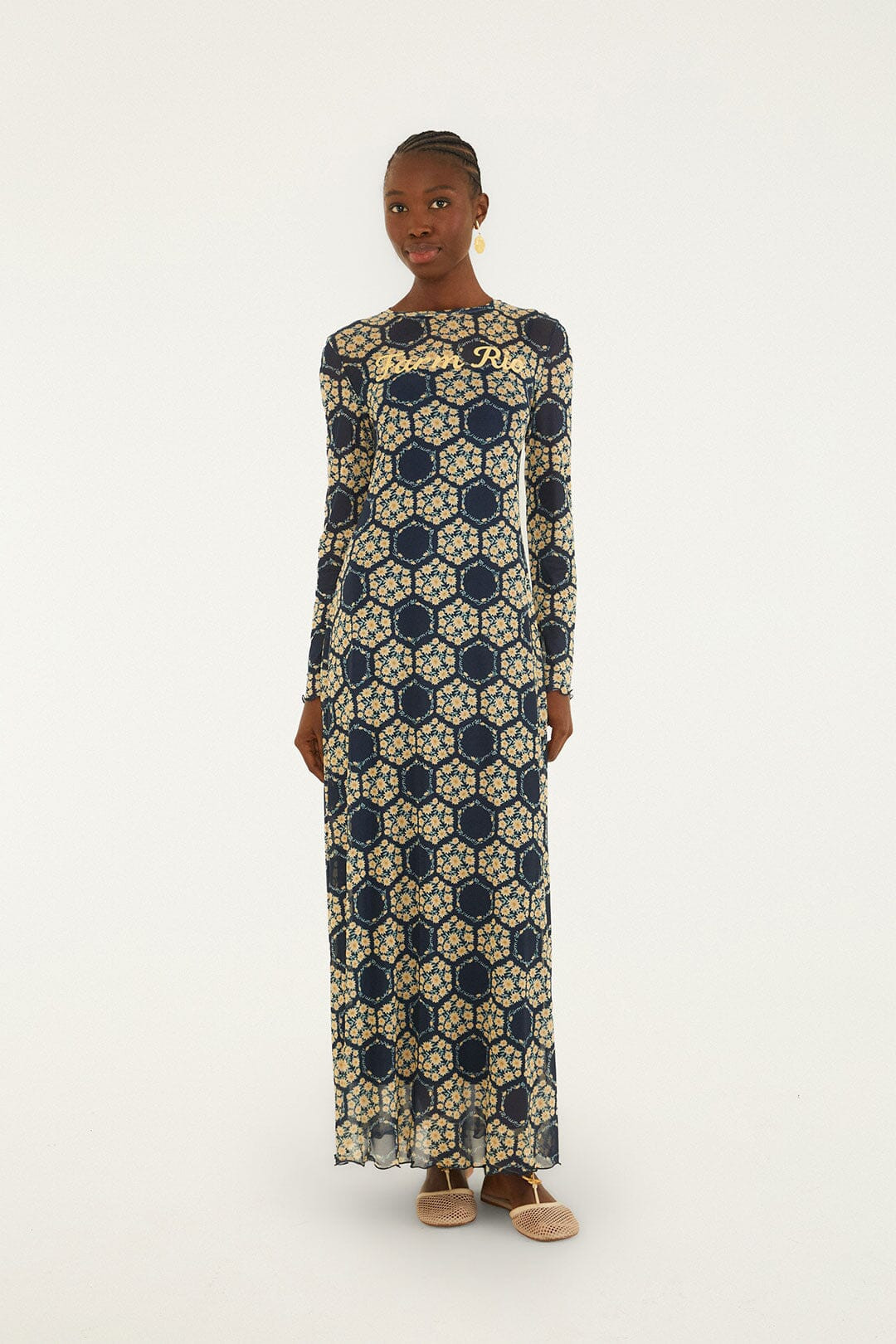 Blue Farm Club Long Sleeve Maxi Dress | FARM Rio | FarmRio (US)