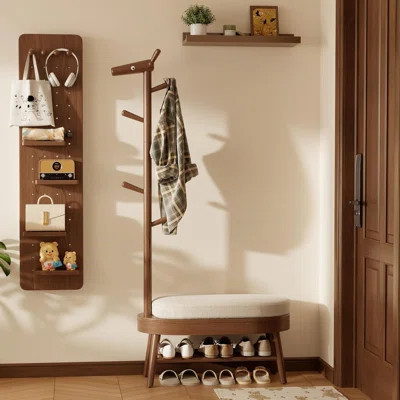 Shoe Bench Entryway,Coat Rack with Shoe Storage, Coat Rack and Shoe Rack, Wooden Narrow Shoe Bench | Wayfair North America