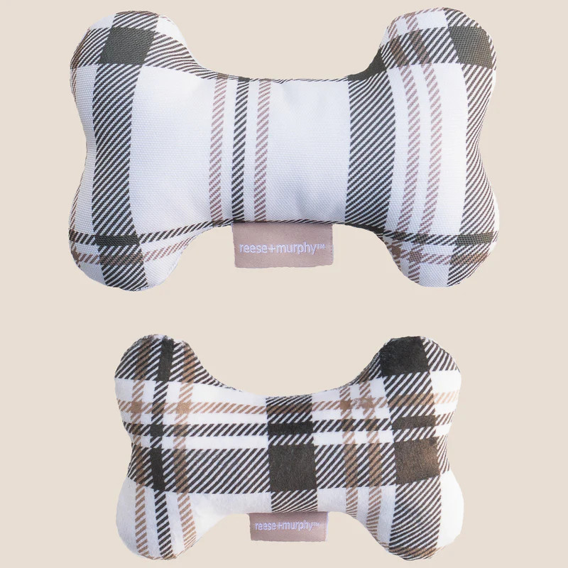 Brown Plaid Bone Shaped Plush Toy Bundle | Reese + Murphy LLC