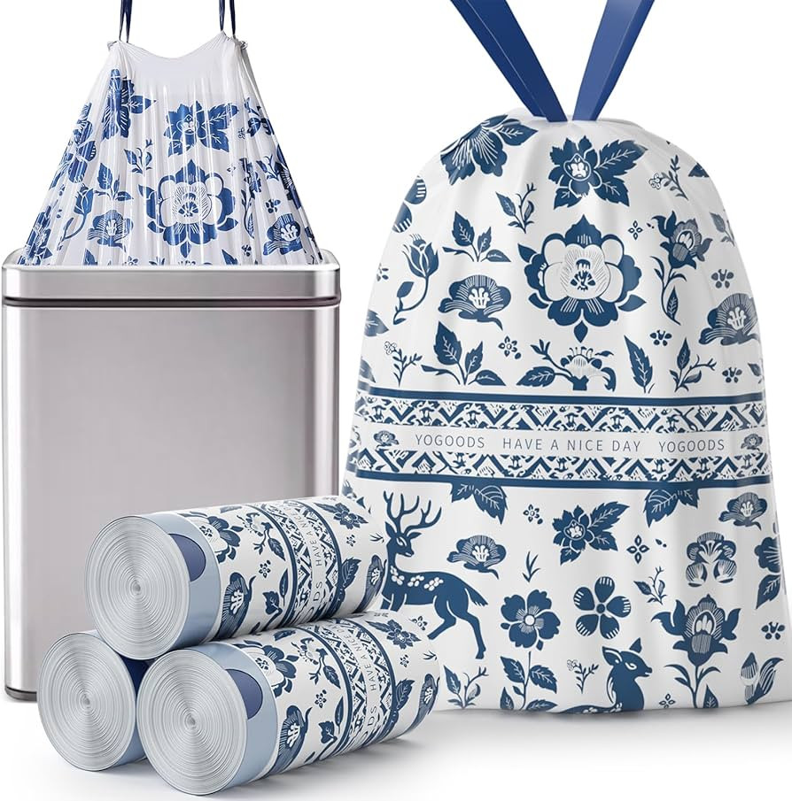 Sturdy Kitchen Drawstring Trash Bags, 13 Gallon Large Garbage Bags, 60 Counts Trash Bags for Offi... | Amazon (US)