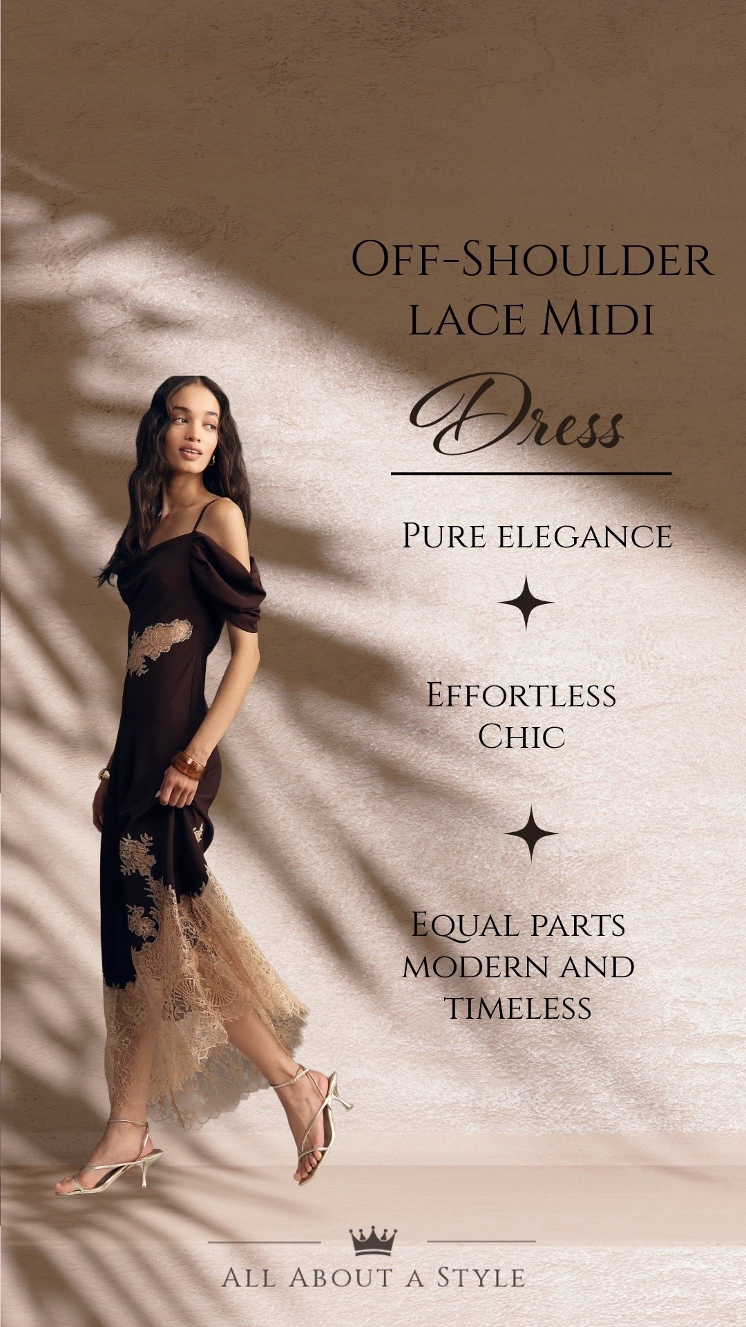 Chocolate satin, delicate lace, and the dreamiest off-the-shoulder silhouette. 

This is the kind of dress that turns heads without trying.

What event would you wear this dress to? 

Love this look, you can shop it by clicking my LTK 🔗 in my bio. 

#fashion #effortlessstyle #chic #dress #timeless