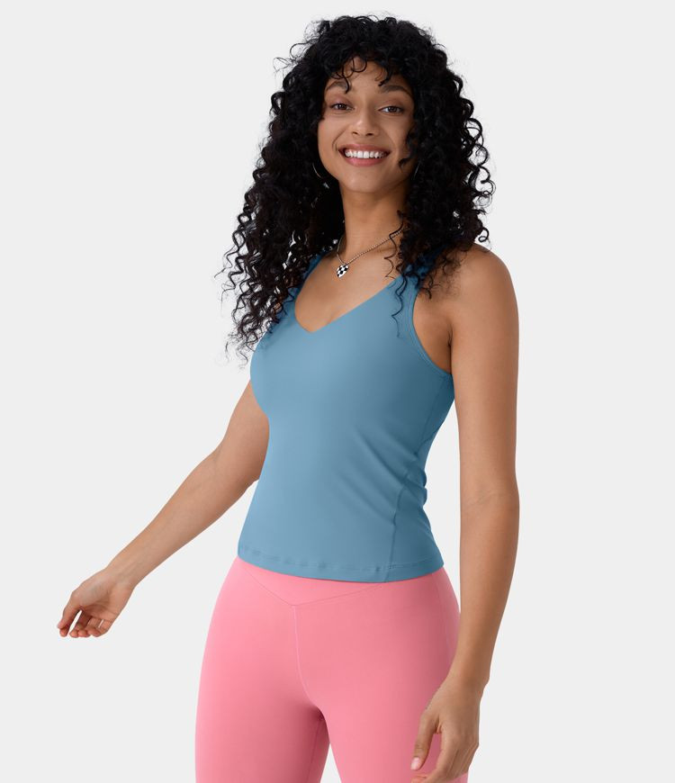 Women’s Softlyzero™ Plush Padded V Neck Plain Tank Top - Halara | HALARA