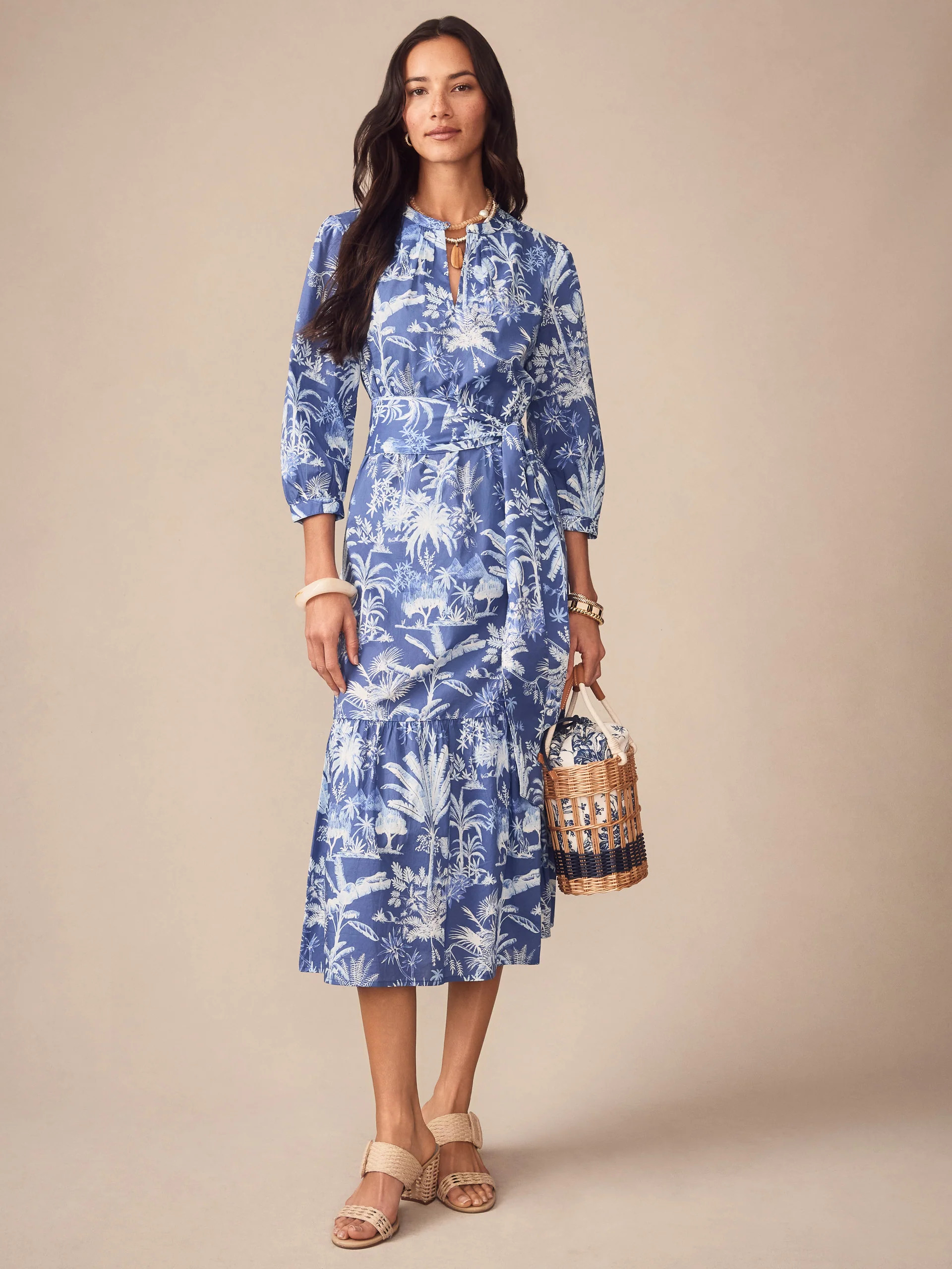 Navy/Lt_Blue Garden Isle Cerina Dress | Women's Dresses | J.McLaughlin | J.McLaughlin