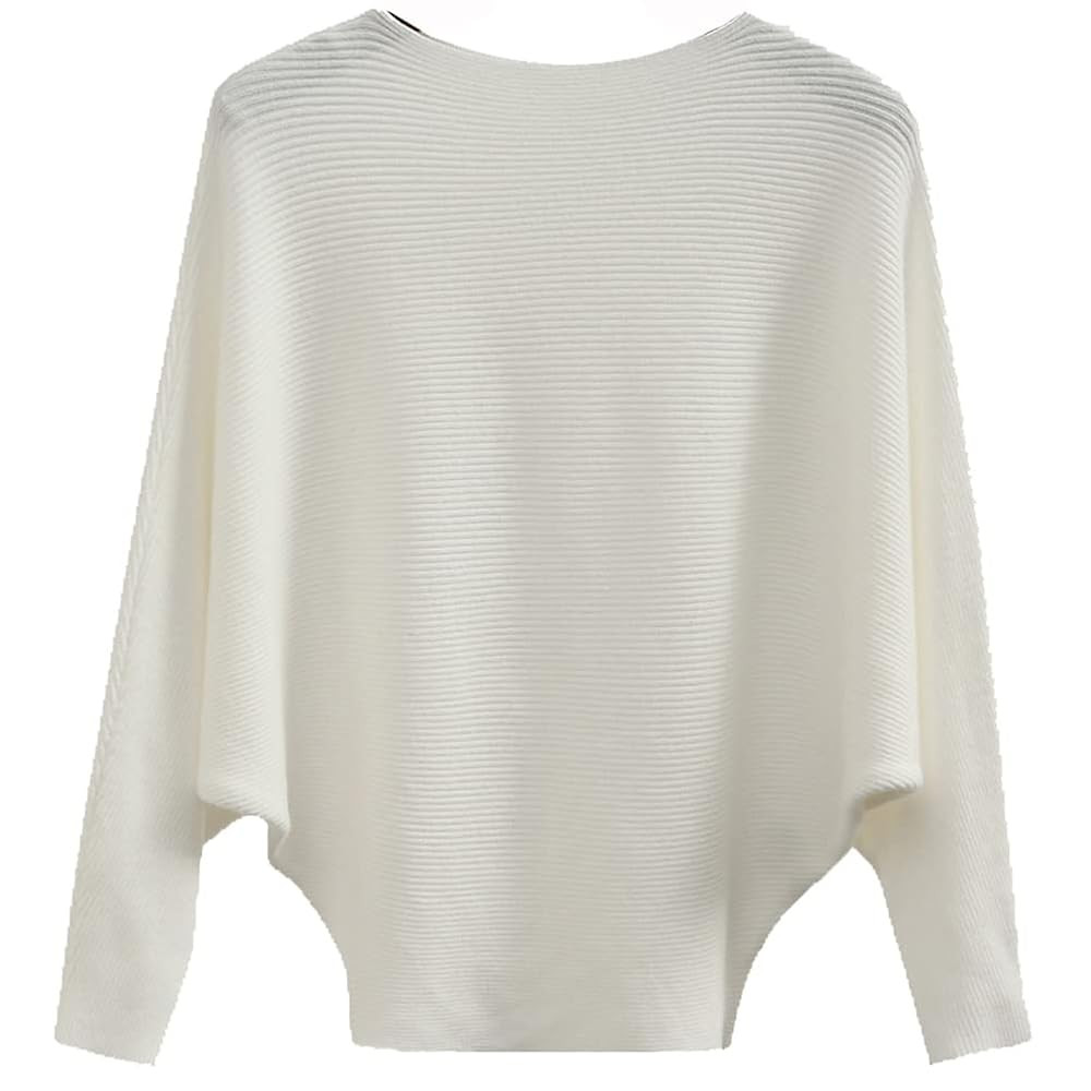 Ckikiou Womens Lightweight Oversized Boat Neck Sweaters Tops Dolman Batwing Sleeve Ribbed Knitted... | Amazon (US)