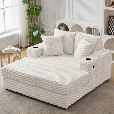 Indoor Chaise Lounge Chair, Upholstered Cozy Reading Chair with Pillows, Comfy Large Modern Sleeper Chair Couch Sofa Bed for Living Room Bedroom | Target