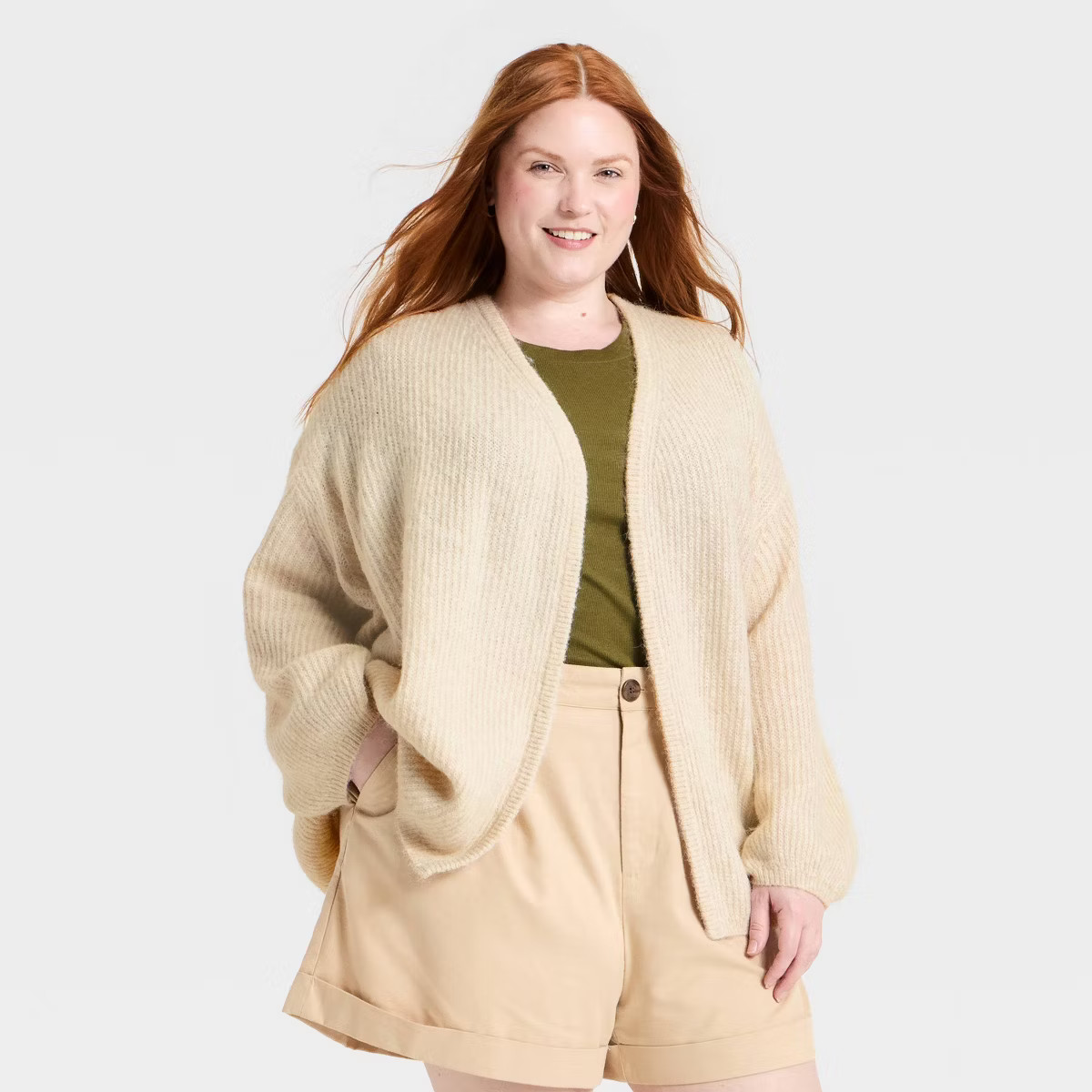 Women's V-Neck Open Cardigan - A New Day™ Oatmeal | Target