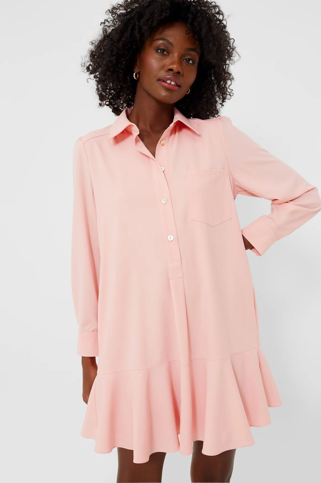 Powder Pink Crepe Callahan Shirt Dress | Tuckernuck (US)
