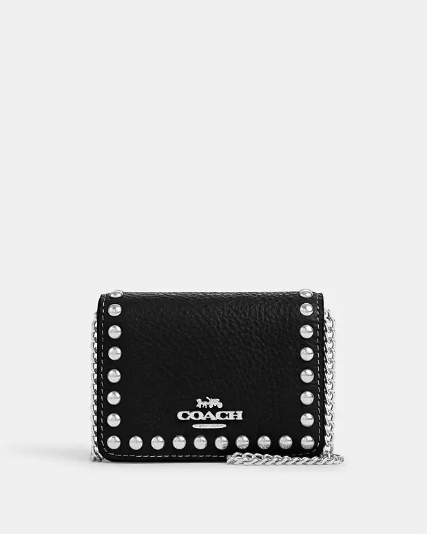 Mini Wallet On A Chain With Rivets | Coach Outlet US