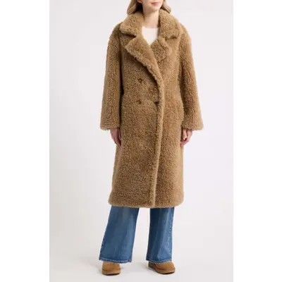 UGG(r) Gertrude II Long Faux Fur Teddy Coat in Ink at Nordstrom, Size Small | Nordstrom