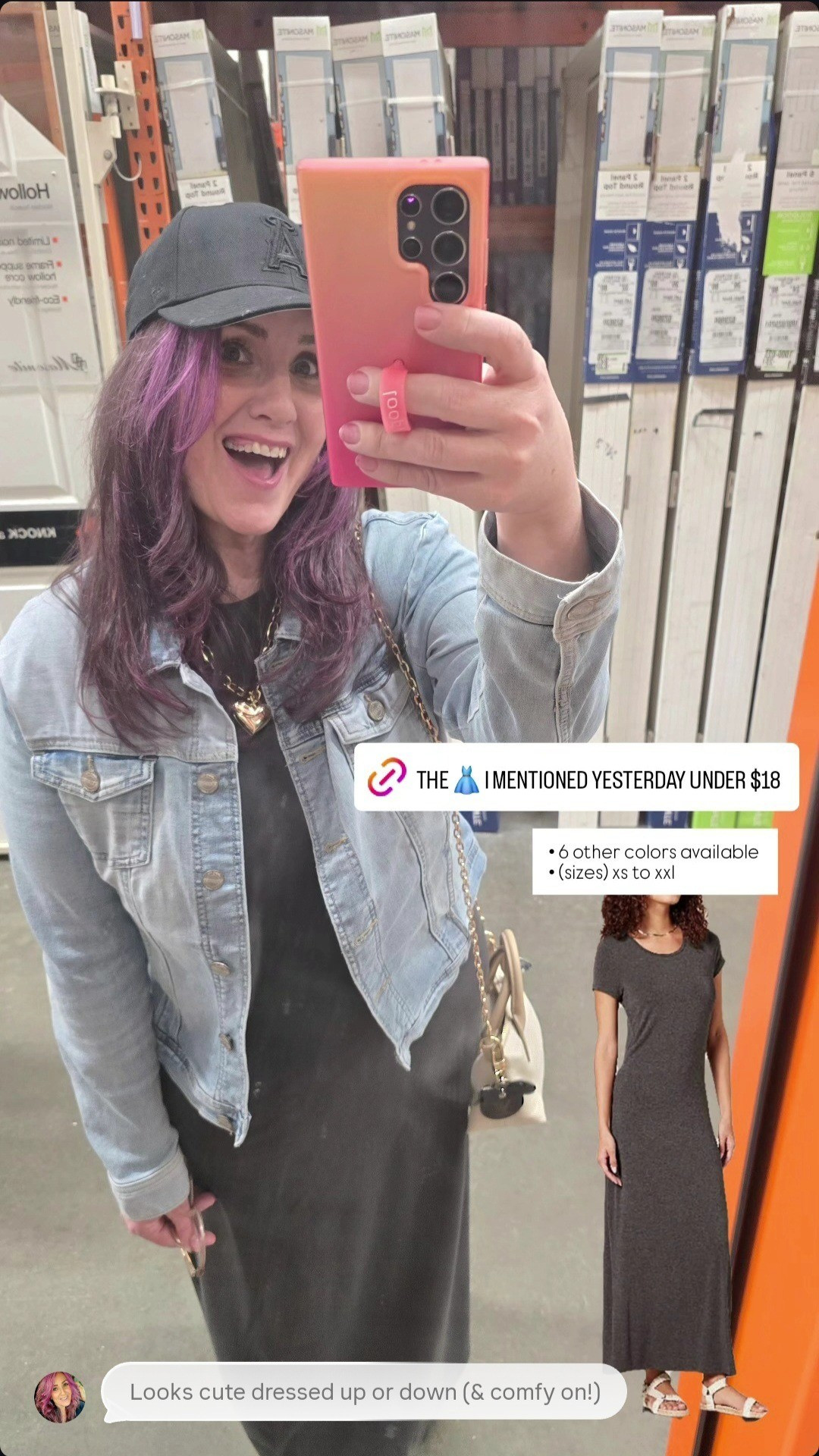 (Talked about in my stories yesterday) I was wearing a sz lg in this pic (from last summer 2025). Runs tts for me. Due to my en bloc 🍈🍈 explant 4 months ago, I'd prob get sz medium now that I'm way less busty than I was before. Such a comfortable & versatile casual dress for going into spring -  looks cute dressed up or down #over40 over50 curvy #smaller waist hippy hips thick thighs #lipedema #secondary lymphadema #everyday comfy cute casual easy flowy maxi dress Amazon under $20 comfy chill casual #from winter into spring January #jacket jewelry ilia tower 28 angels mlb hat makeup mascara crossbody neutrals bag loopy necklace affordable fun everyday fun mom wife so calif lifestyle Sesame lip 💋 tower28

#LTKdayinmylife #LTKootd #LTKOver40