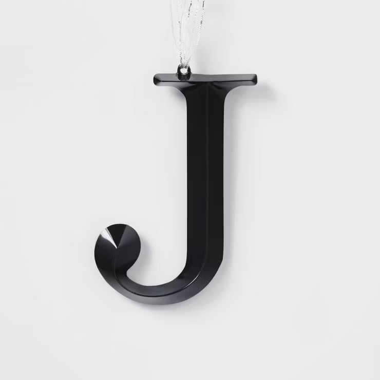 Metal Monogram Christmas Tree Ornament Black Letter - Wondershop™ | Target