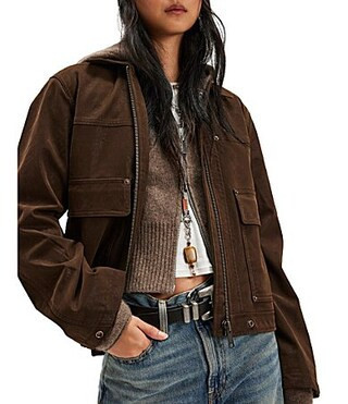 Free People We The Free Blair Vegan Suede Sierra Collared Long Sleeve Jacket -  S | Dillard's